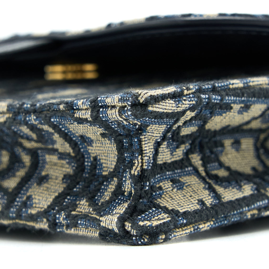 DIOR SADDLE BELT POUCH BLUE OBLIQUE JACQUARD BRUSHED GHW