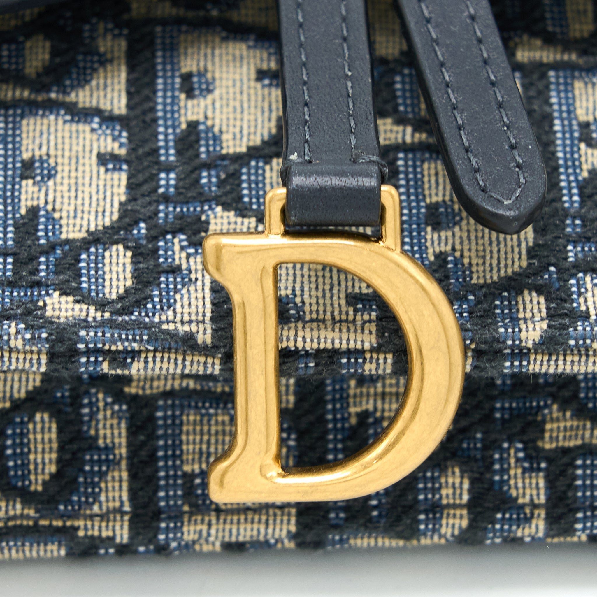 DIOR SADDLE BELT POUCH BLUE OBLIQUE JACQUARD BRUSHED GHW