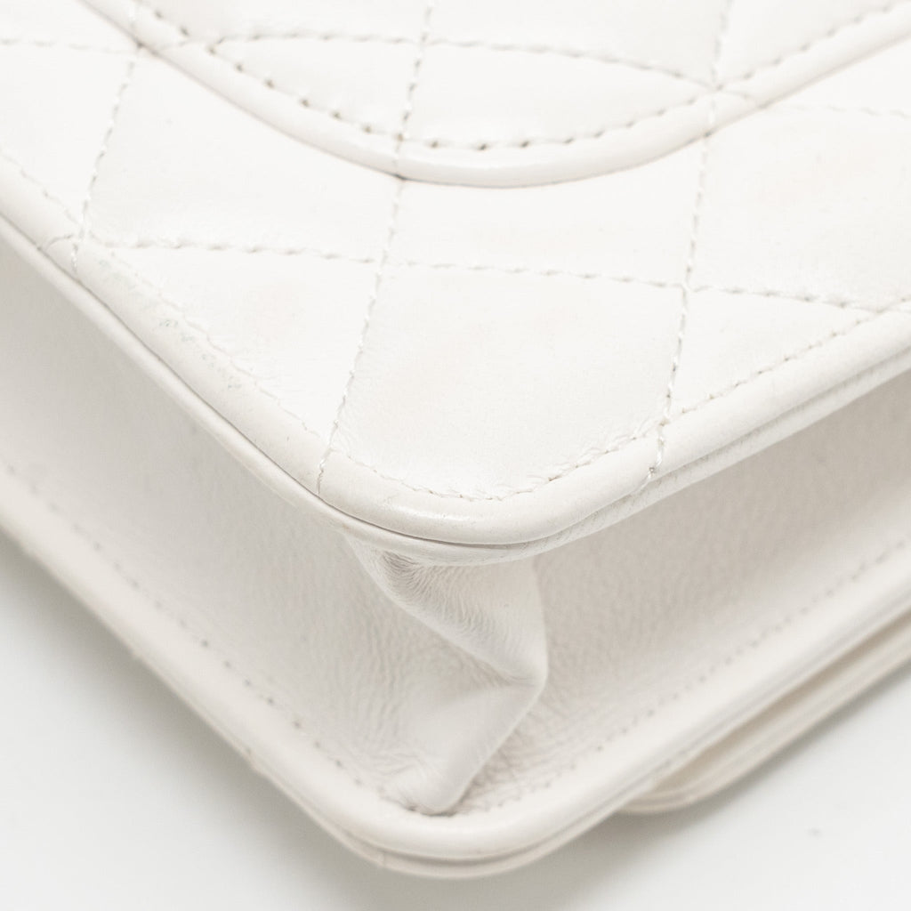 CHANEL GIANT CHAIN CLASSIC WALLET ON CHAIN LAMBSKIN WHITE MULTICOLOUR HARDWARE (MICROCHIP)