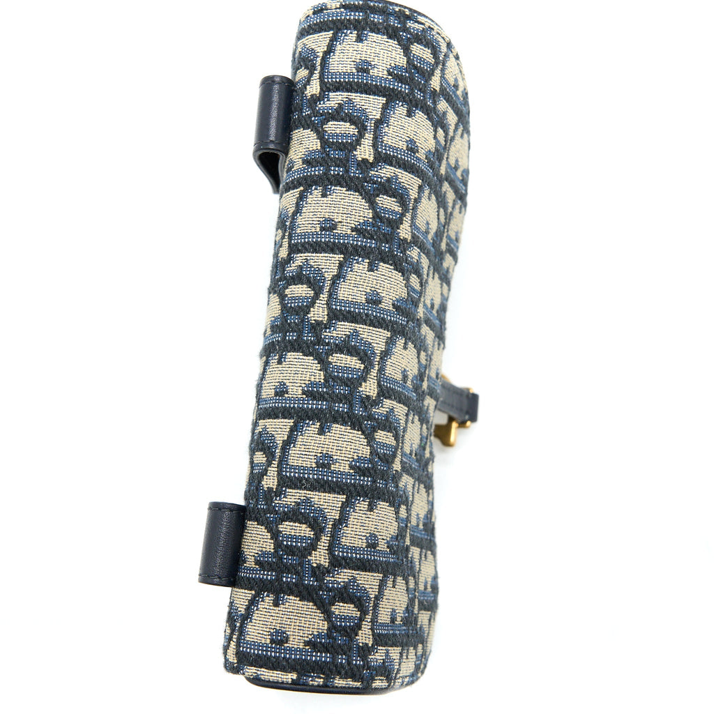 DIOR SADDLE BELT POUCH BLUE OBLIQUE JACQUARD BRUSHED GHW
