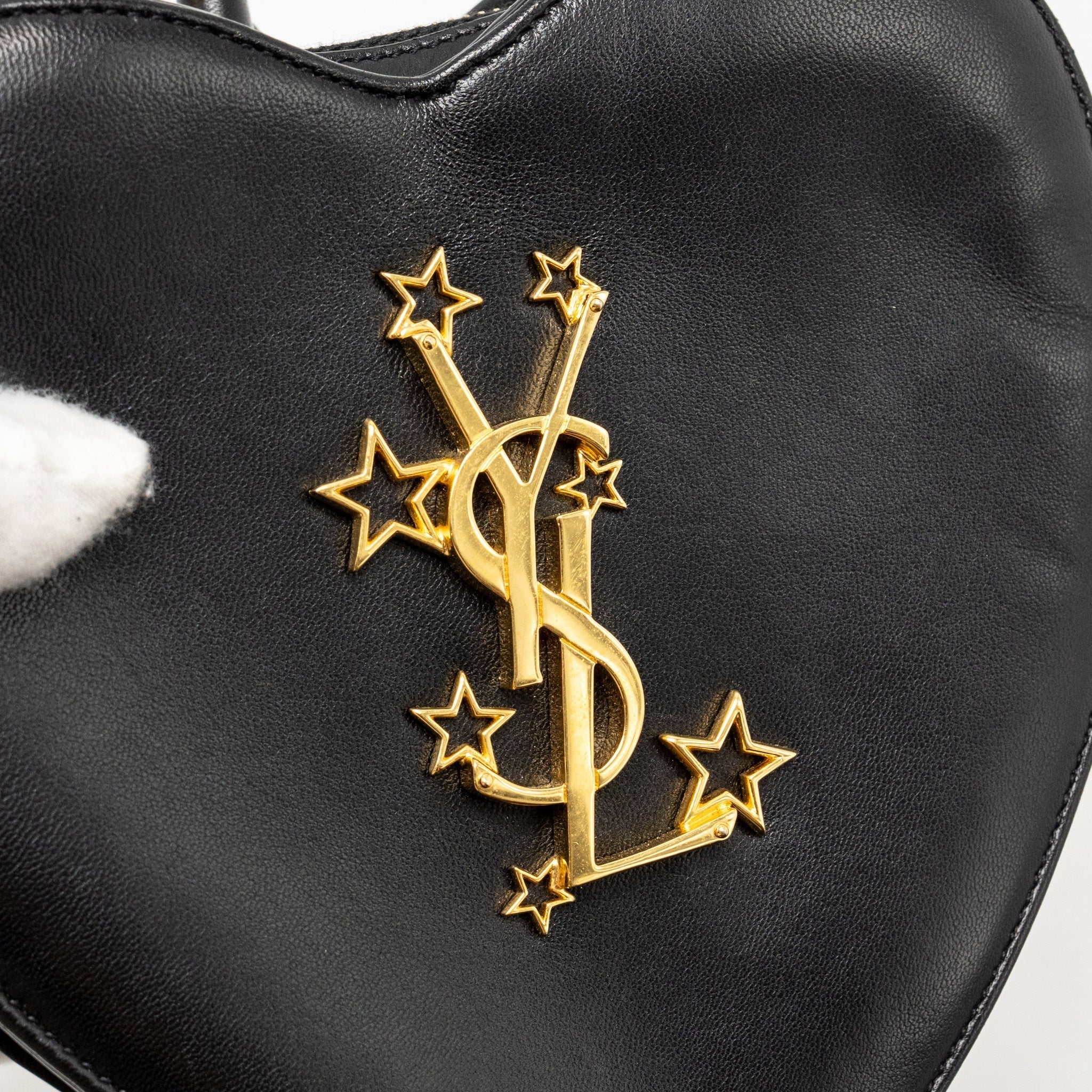 SAINT LAURENT/YSL LOVE HEART CLUTCH LAMBSKIN BLACK GHW