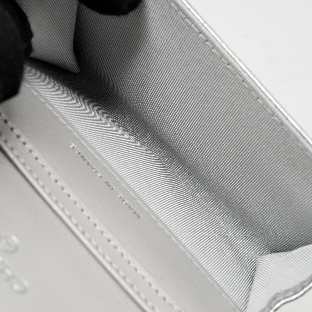 CHANEL MINI FLAP BELT BAG LAMBSKIN SILVER SHW