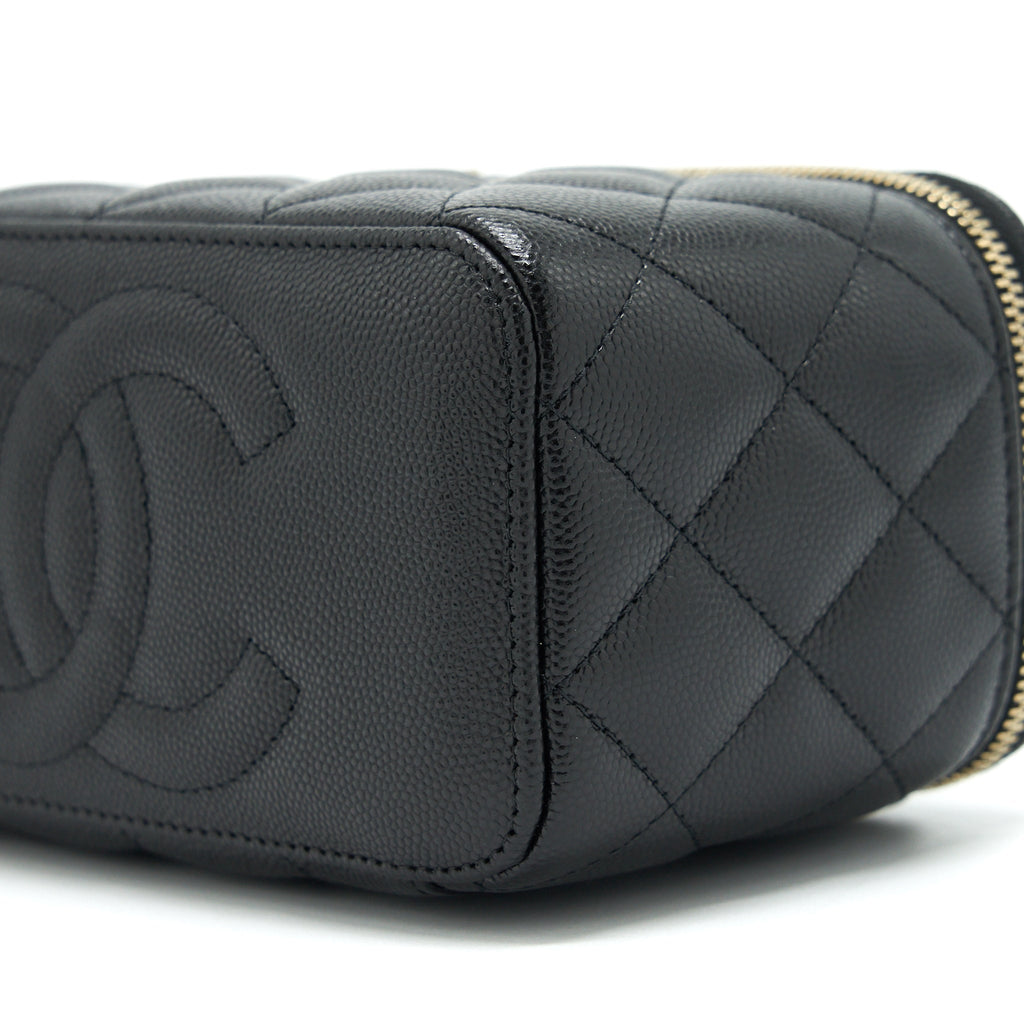 CHANEL 22S LONG VANITY WITH CHAIN CAVIAR BLACK LGHW