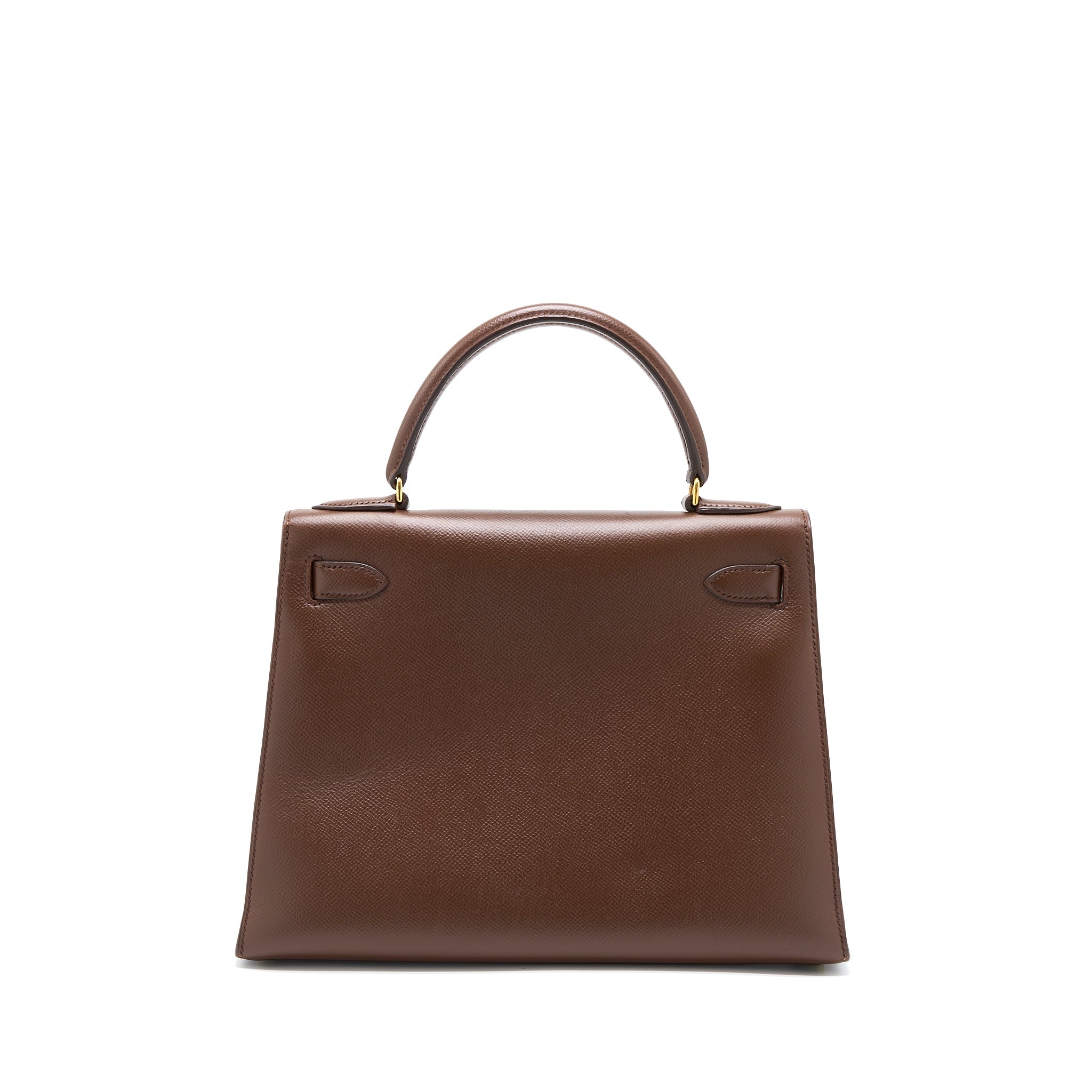 HERMES VINTAGE KELLY 28 SELLIER EPSOM BROWN GHW