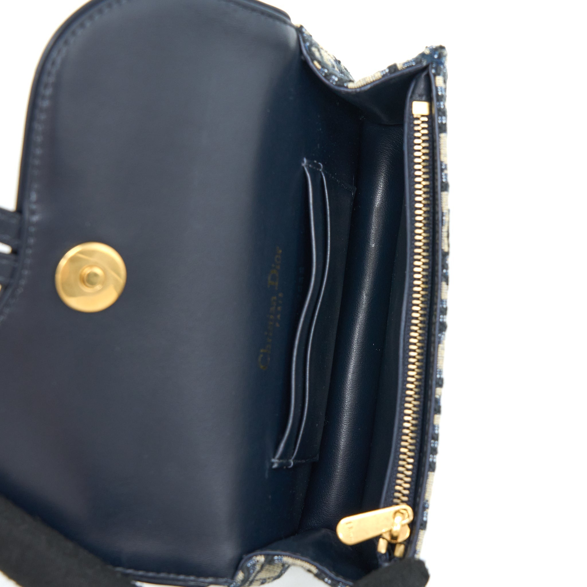 DIOR SADDLE BELT POUCH BLUE OBLIQUE JACQUARD BRUSHED GHW