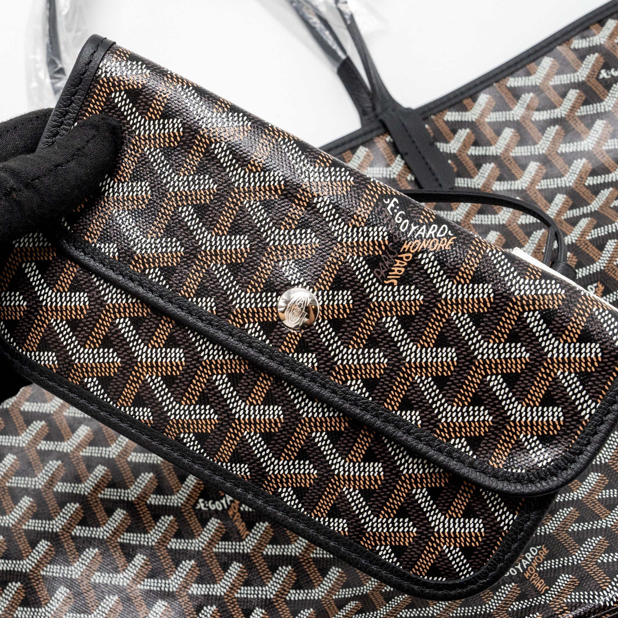GOYARD SAINT LOUIS PM TOTE BAG GOYARD LINE CANVAS BLACK SHW