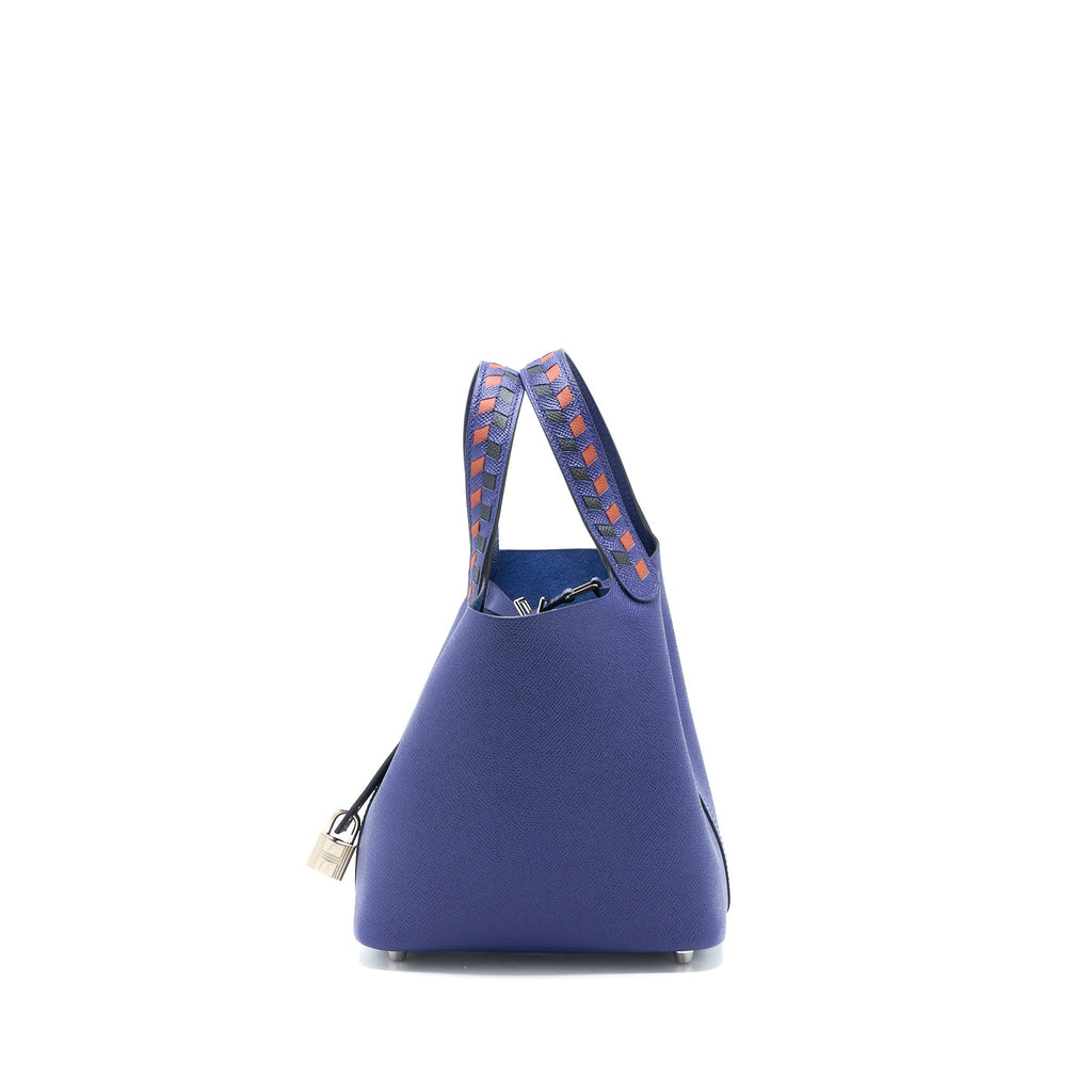 HERMES PICOTIN 18 LOCK BAG EPSOM BLUE ENCRE/BRIQUE/NOIR SHW