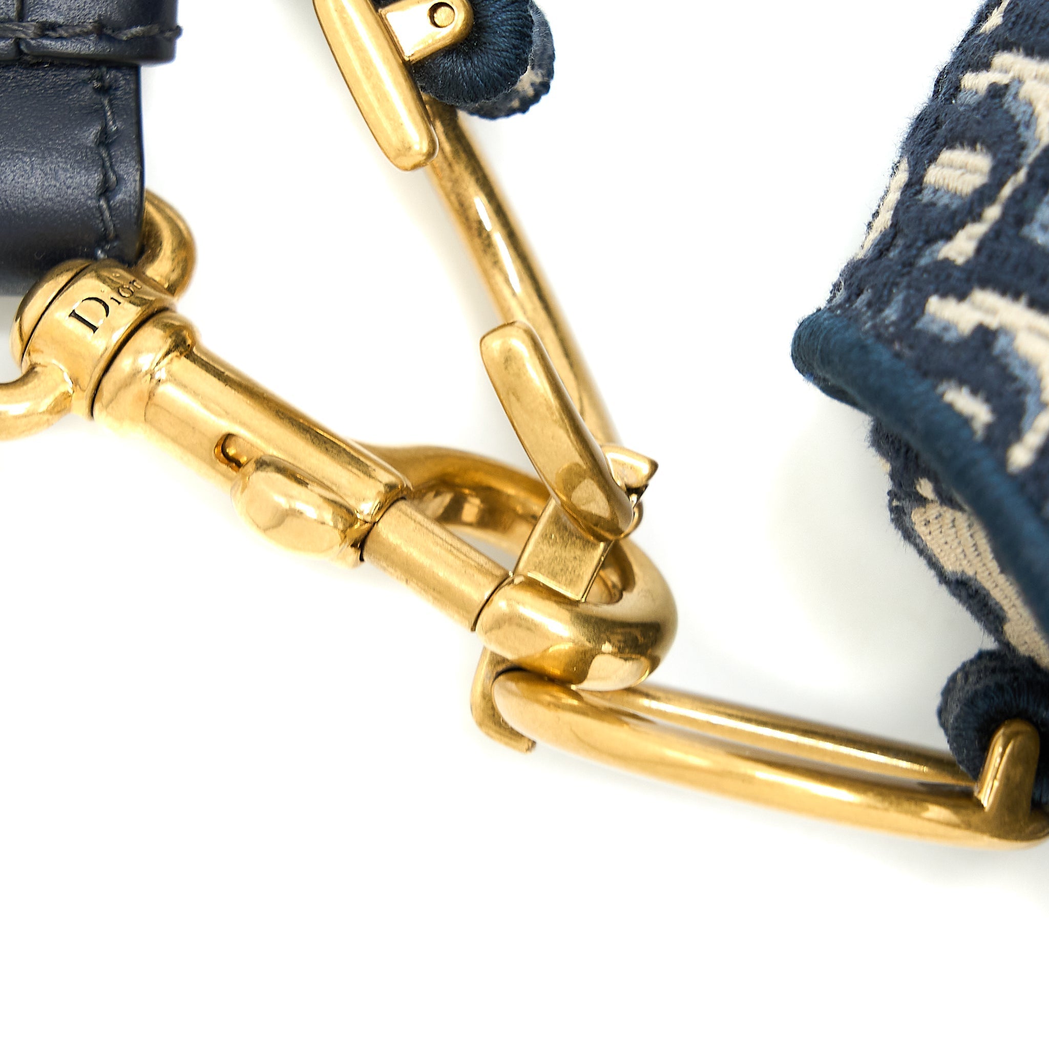 DIOR SADDLE BAG BLUE OBLIQUE EMBROIDERY BRUSHED GHW WITH DIOR STRAP