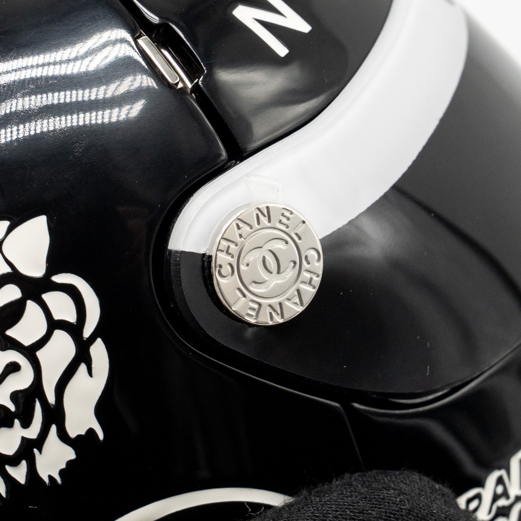 CHANEL MONTE CARLO HELMET MINAUDIERE CLUTCH BAG PLEXI/STRASS BLACK/WHITE SHW (MICROCHIP)