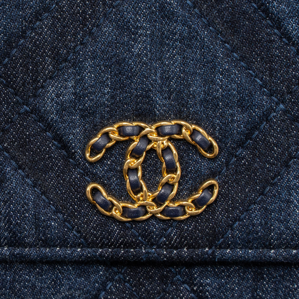 CHANEL 19 WALLET ON CHAIN LIMITED DENIM DARK BLUE MULTICOLOUR HARDWARE (MICROCHIP)