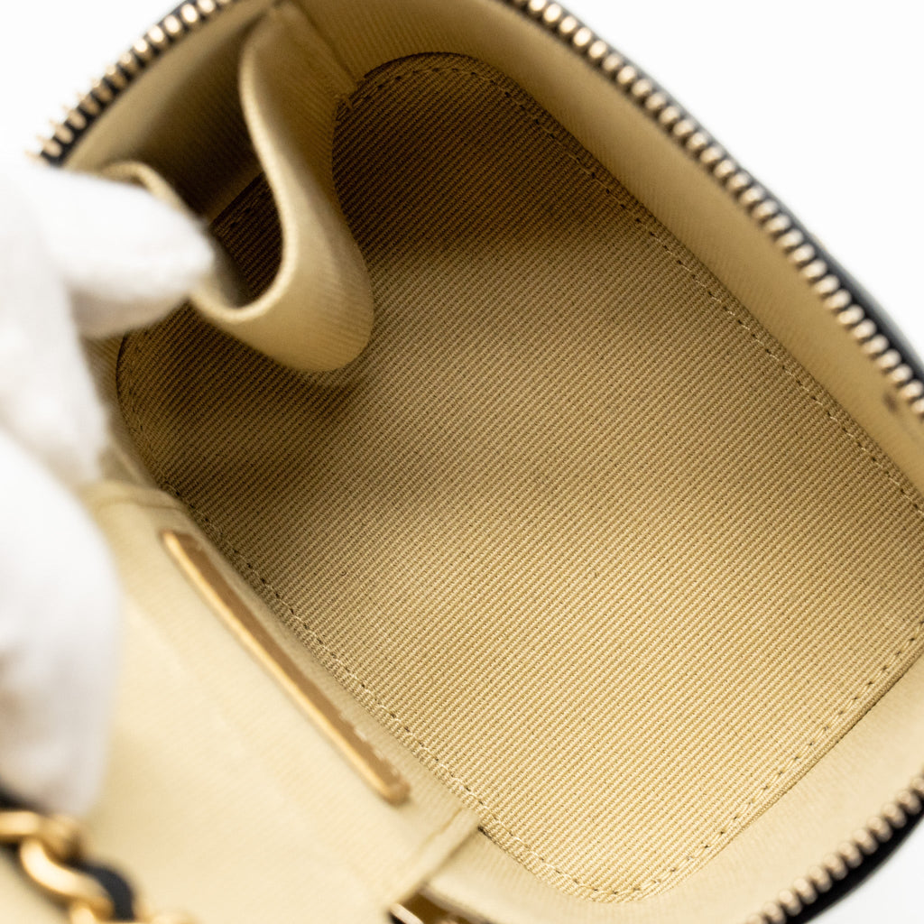 CHANEL PEARL CRUSH MINI VANITY WITH CHAIN LAMBSKIN BLACK GHW