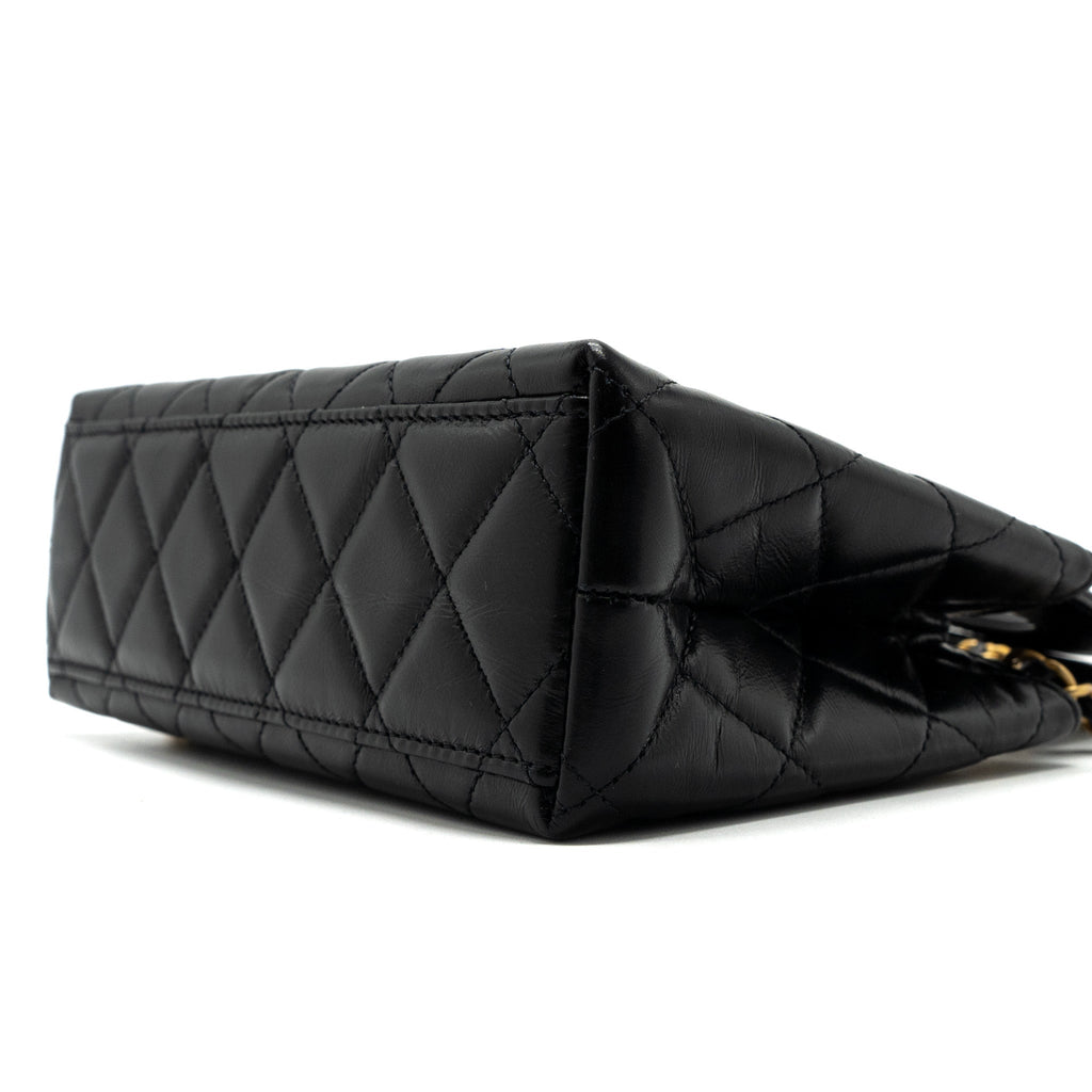CHANEL 23K MINI SHOPPING TOTE CALFSKIN BLACK BRUSHED GHW(MICROCHIP)