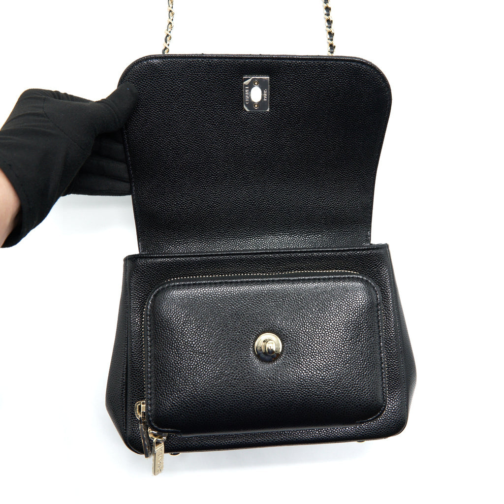 CHANEL SMALL BUSINESS AFFINITY CAVIAR BLACK LGHW(MICROCHIP)