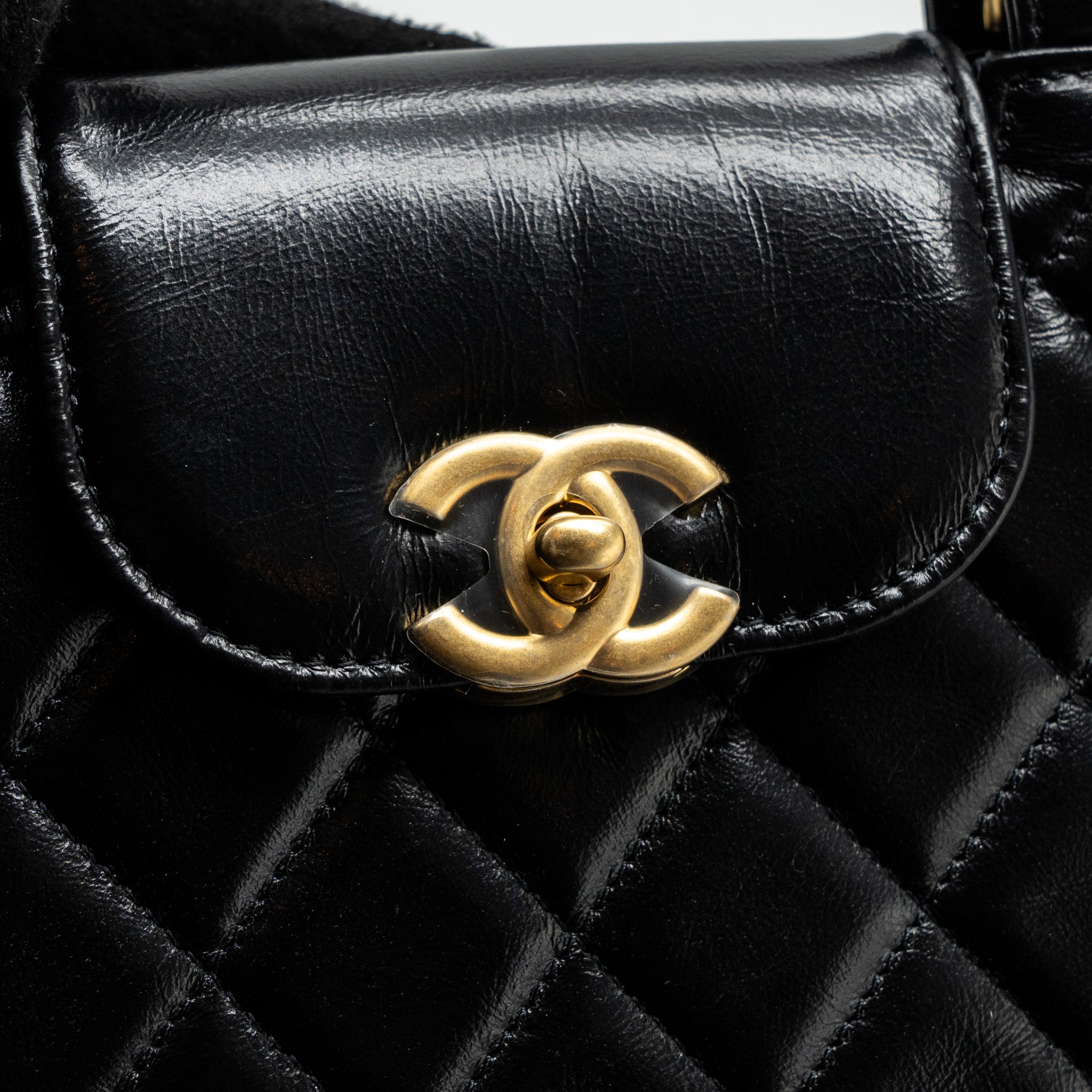 CHANEL 23K MINI SHOPPING TOTE CALFSKIN BLACK BRUSHED GHW(MICROCHIP)
