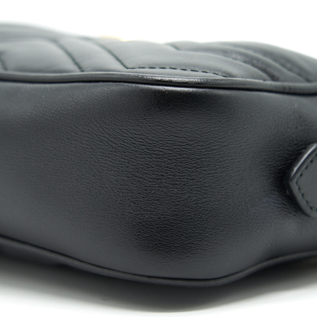 GUCCI GG MARMONT MINI CAMERA BAG BLACK GHW