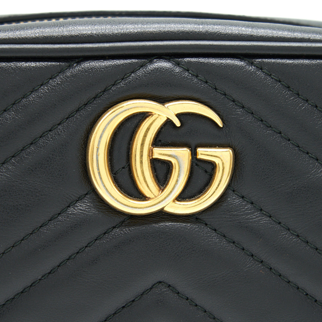 GUCCI GG MARMONT MINI CAMERA BAG BLACK GHW