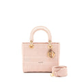 DIOR LADY MEDIUM LADY D-LITE BAG CANNAGE EMBROIDERY ROSEWOOD PINK HARDWARE