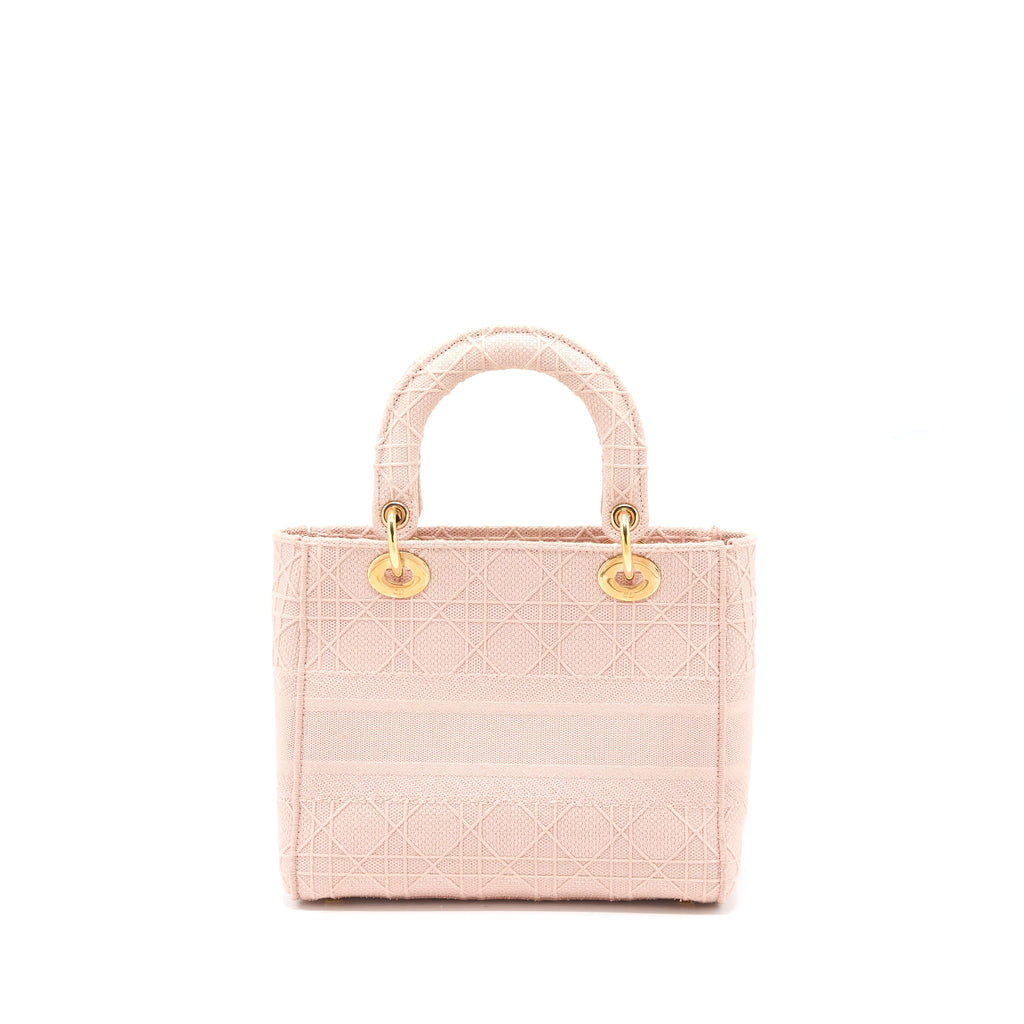 DIOR LADY MEDIUM LADY D-LITE BAG CANNAGE EMBROIDERY ROSEWOOD PINK HARDWARE
