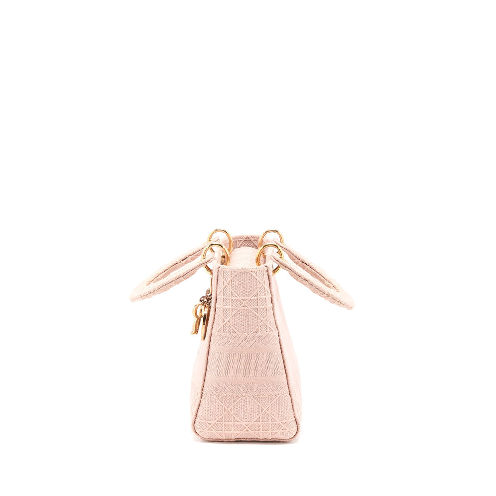 DIOR LADY MEDIUM LADY D-LITE BAG CANNAGE EMBROIDERY ROSEWOOD PINK HARDWARE