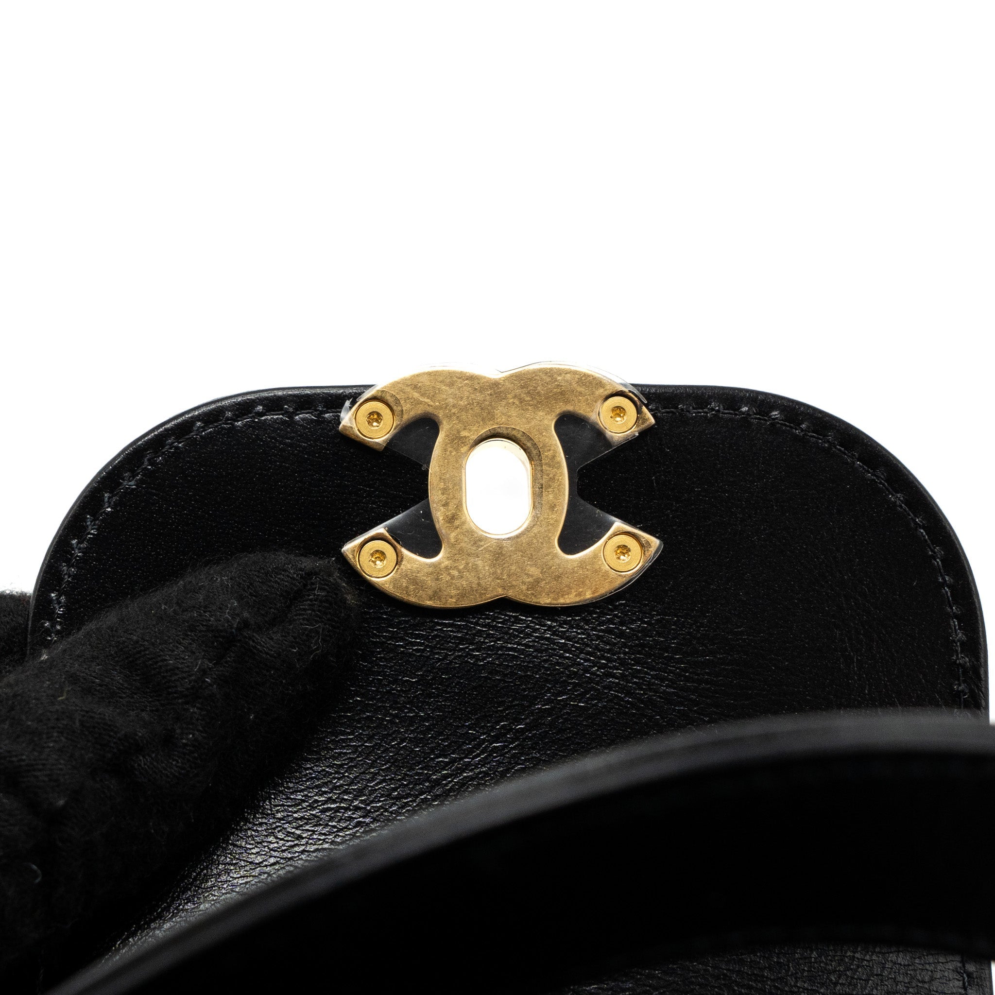 CHANEL 23K MINI SHOPPING TOTE CALFSKIN BLACK BRUSHED GHW(MICROCHIP)