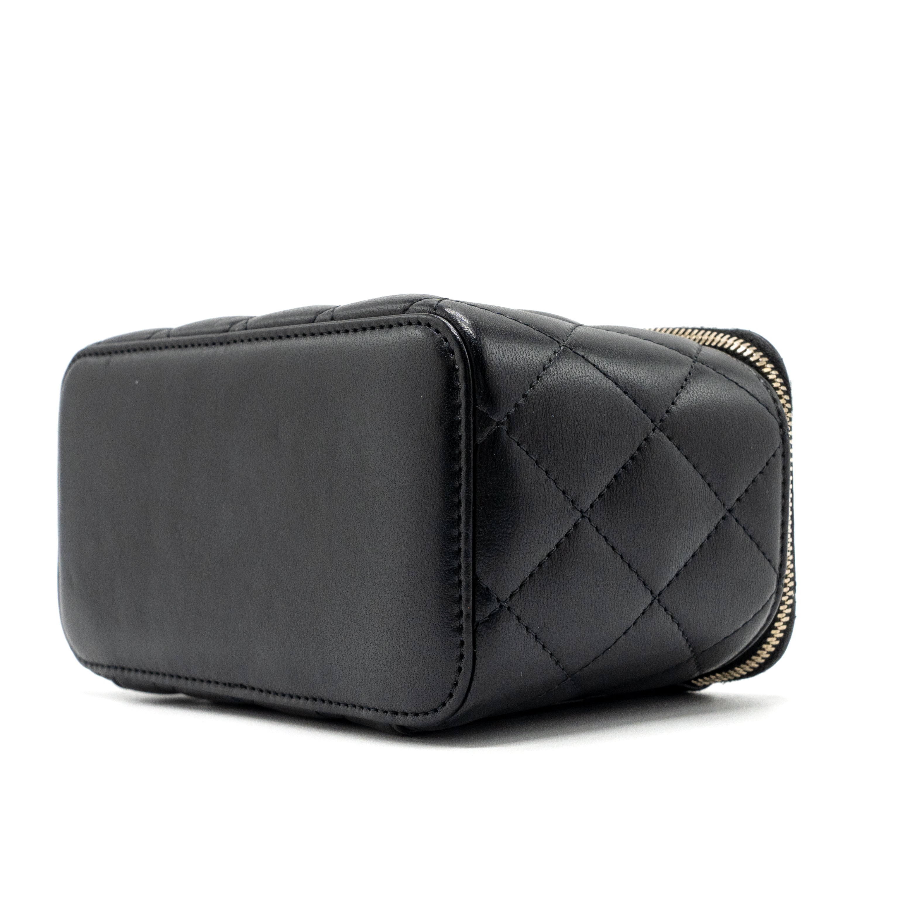 CHANEL PEARL CRUSH LONG VANITY CASE LAMBSKIN BLACK GHW