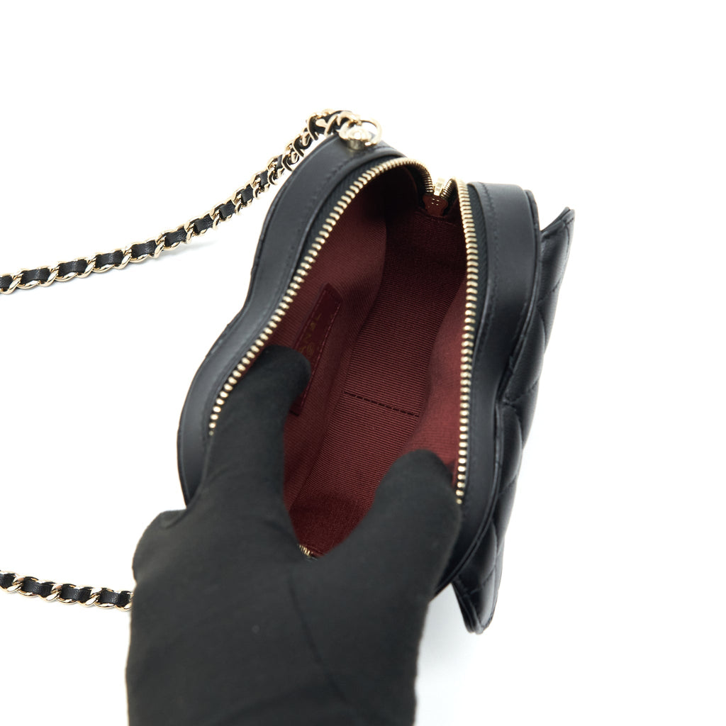CHANEL 22S SMALL HEART BAG LAMBSKIN BLACK LGHW
