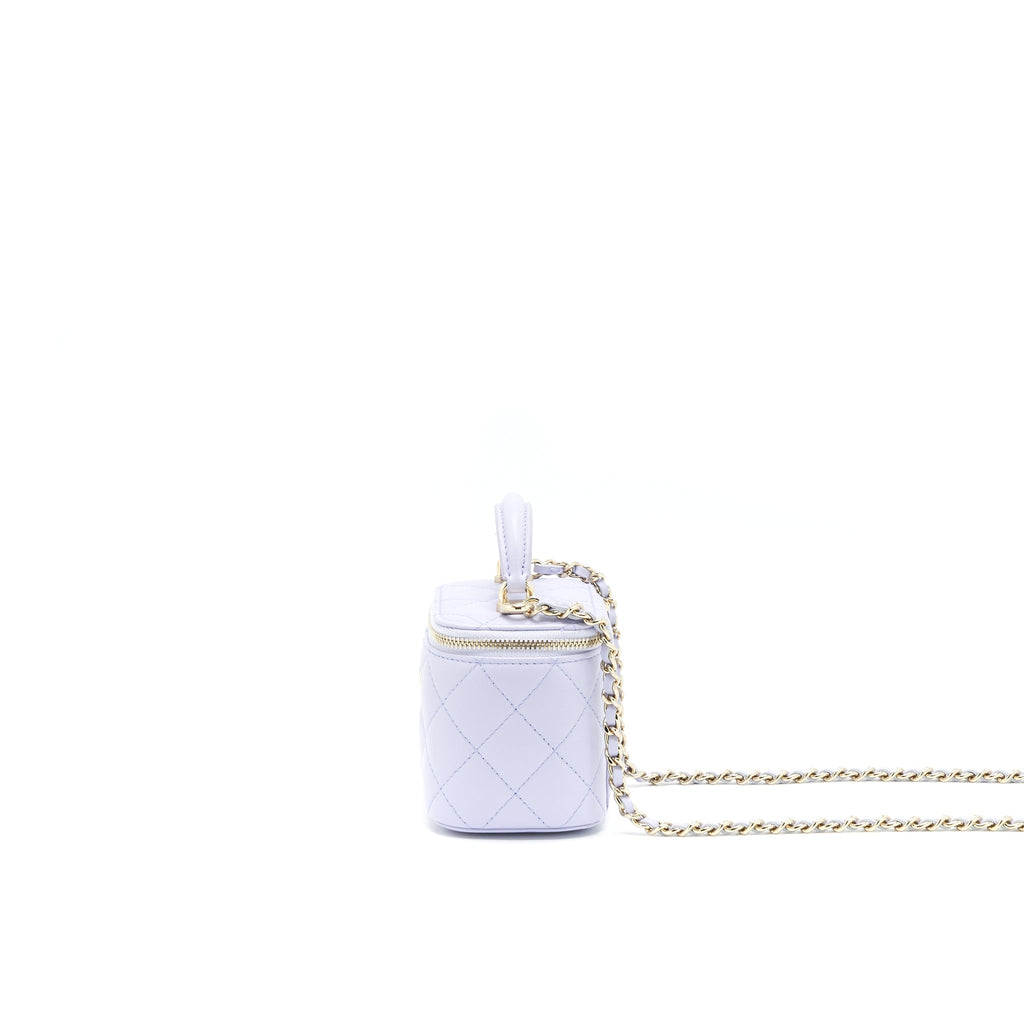 CHANEL 21K MINI TOP HANDLE VANITY WITH CHAIN LIGHT PURPLE LGHW