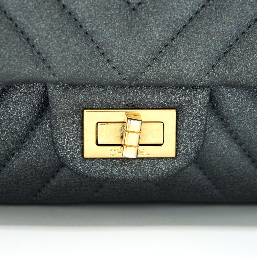 CHANEL CHEVRON SMALL 2.55 226 REISSUE BAG CHARCOAL GHW