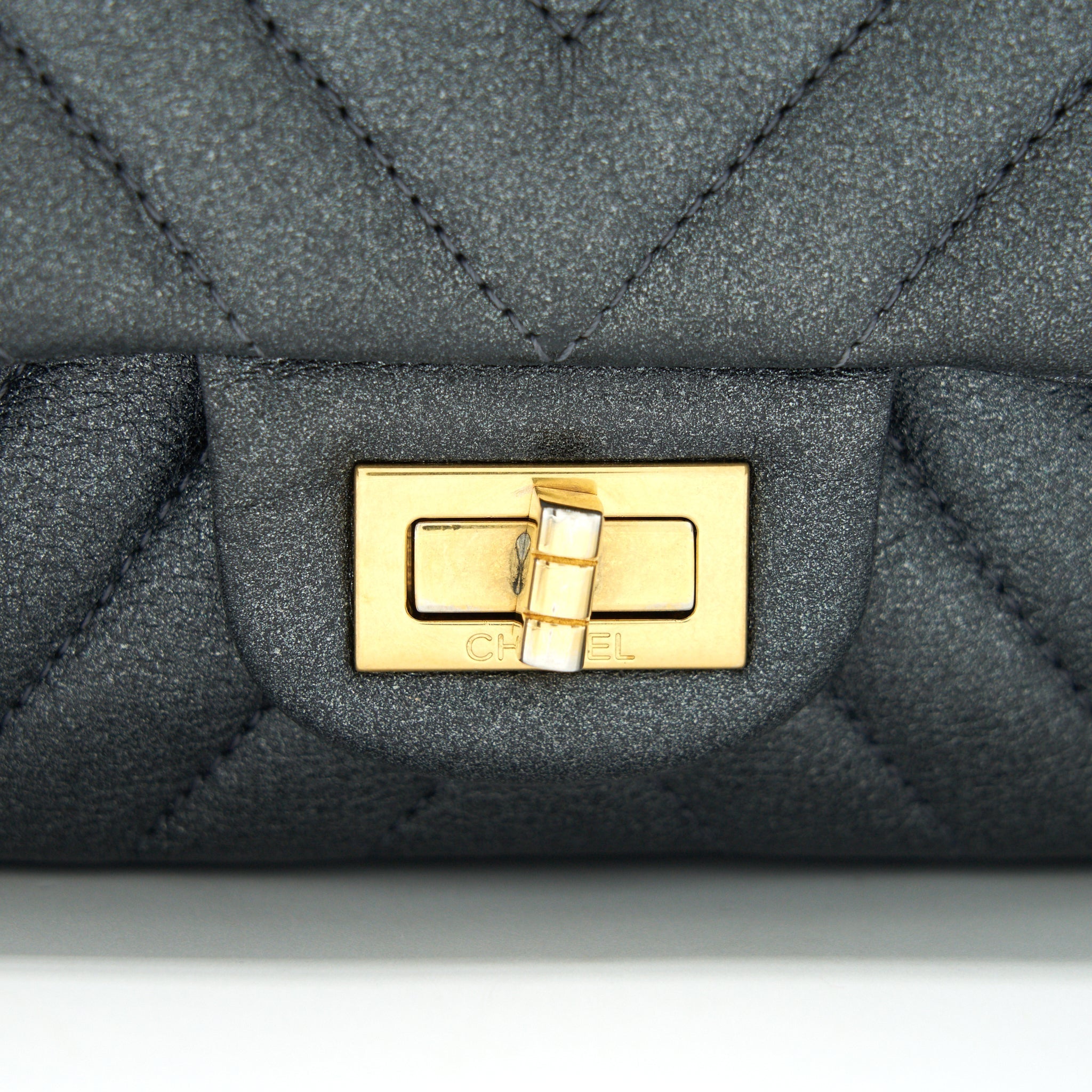 CHANEL CHEVRON SMALL 2.55 226 REISSUE BAG CHARCOAL GHW