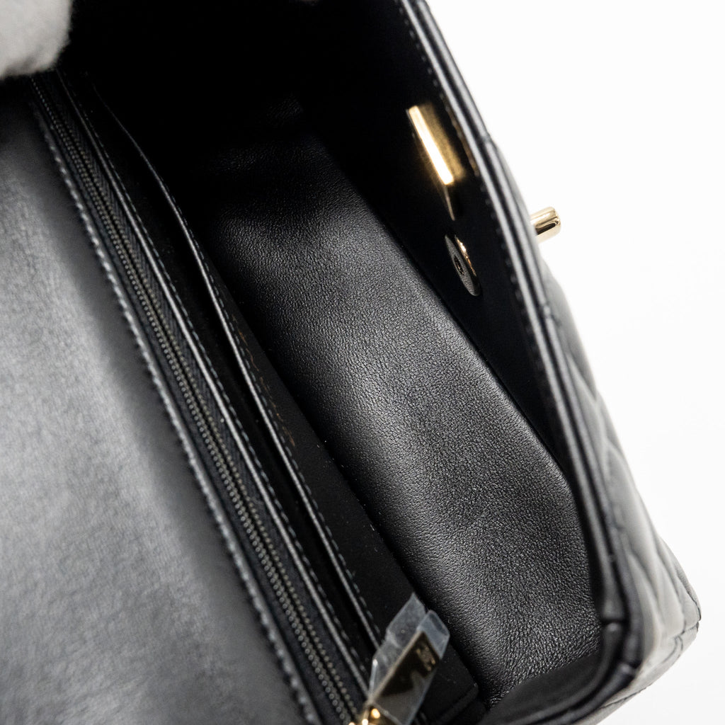CHANEL MINI RECTANGULAR FLAP BAG LAMBSKIN BLACK LGHW (MICROCHIP)