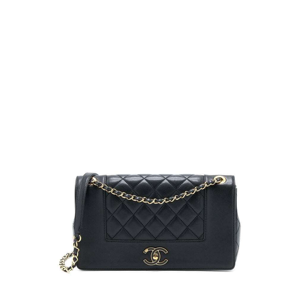 CHANEL SEASONAL QUILTED FLAP BAG CALFKSKIN BLACK MULTICOLOUR HARDWARE