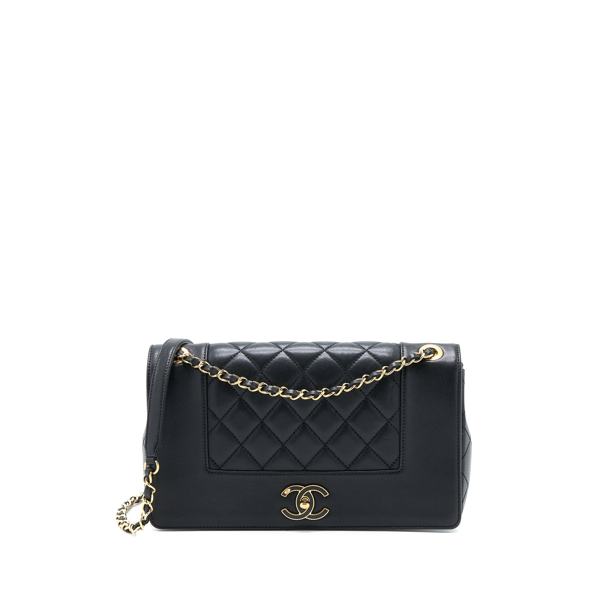 CHANEL SEASONAL QUILTED FLAP BAG CALFKSKIN BLACK MULTICOLOUR HARDWARE