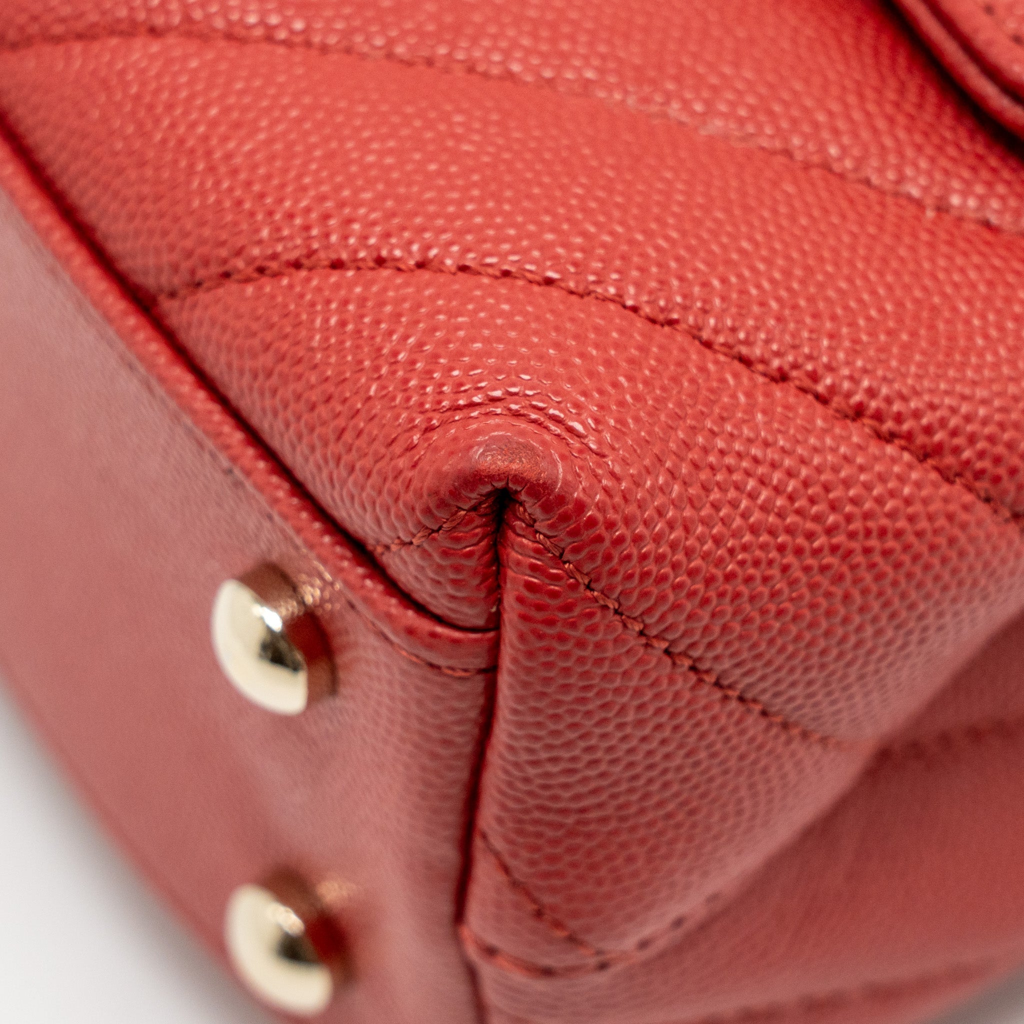 CHANEL SMALL COCO HANDLE CHEVRON CAVIAR RED GHW