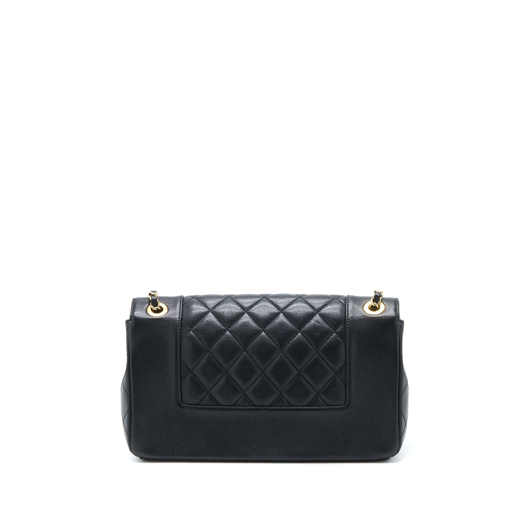 CHANEL SEASONAL QUILTED FLAP BAG CALFKSKIN BLACK MULTICOLOUR HARDWARE