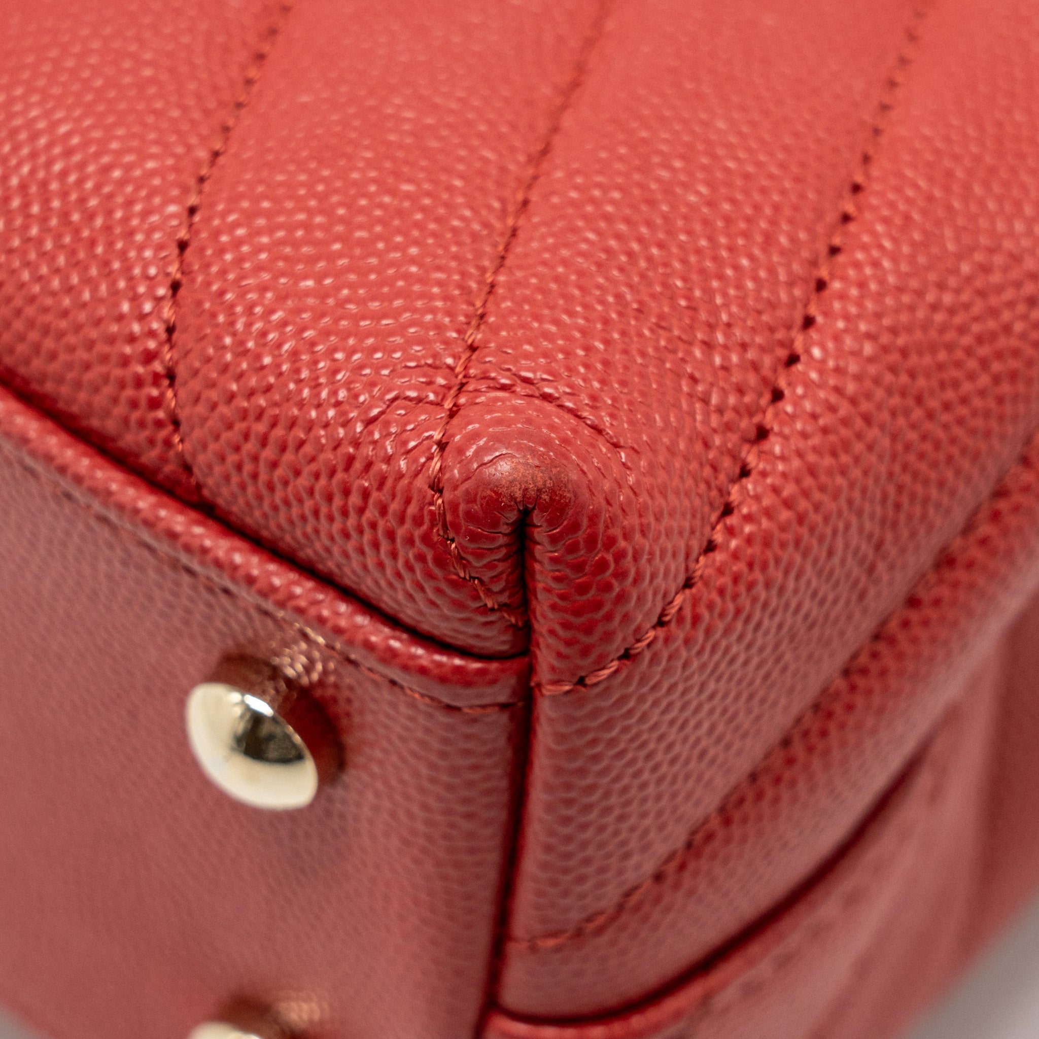 CHANEL SMALL COCO HANDLE CHEVRON CAVIAR RED GHW