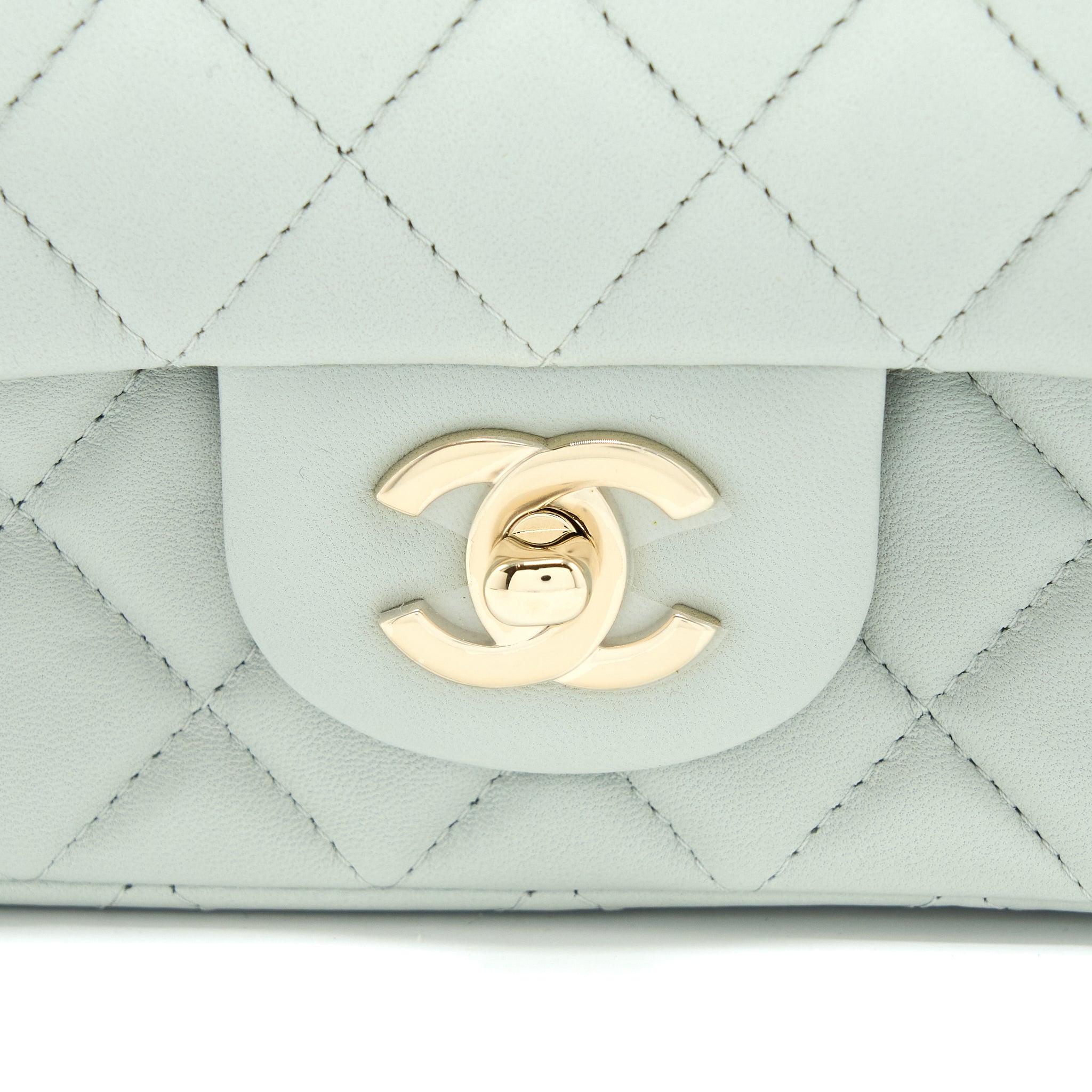 CHANEL 23C MINI RECTANGULAR FLAP BAG LAMBSKIN LIGHT GREY LGHW (MICROCHIP)