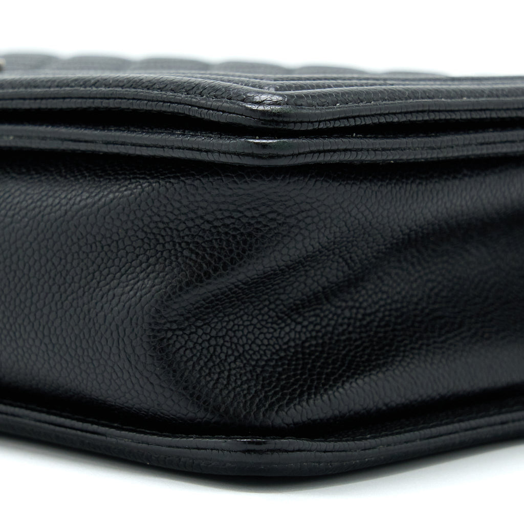 CHANEL NEW MEDIUM 28CM BOY BAG CAVIAR BLACK RUTHENIUM SHW