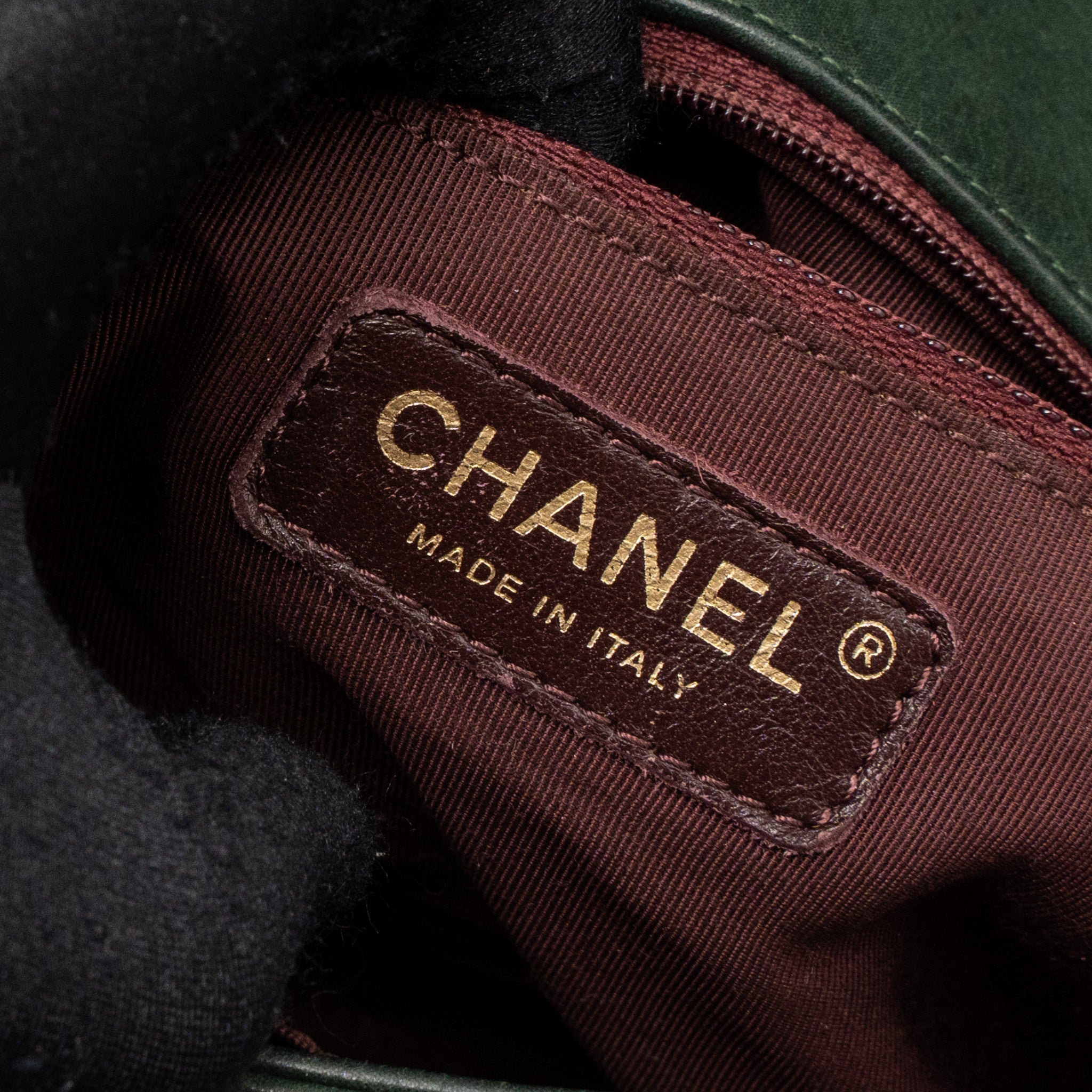 CHANEL QUILTED FLAP BAG CALFSKIN GREEN RUTHENIUM GHW