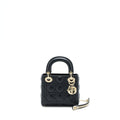 DIOR LADY DIOR MINI LAMBSKIN BLACK LGHW