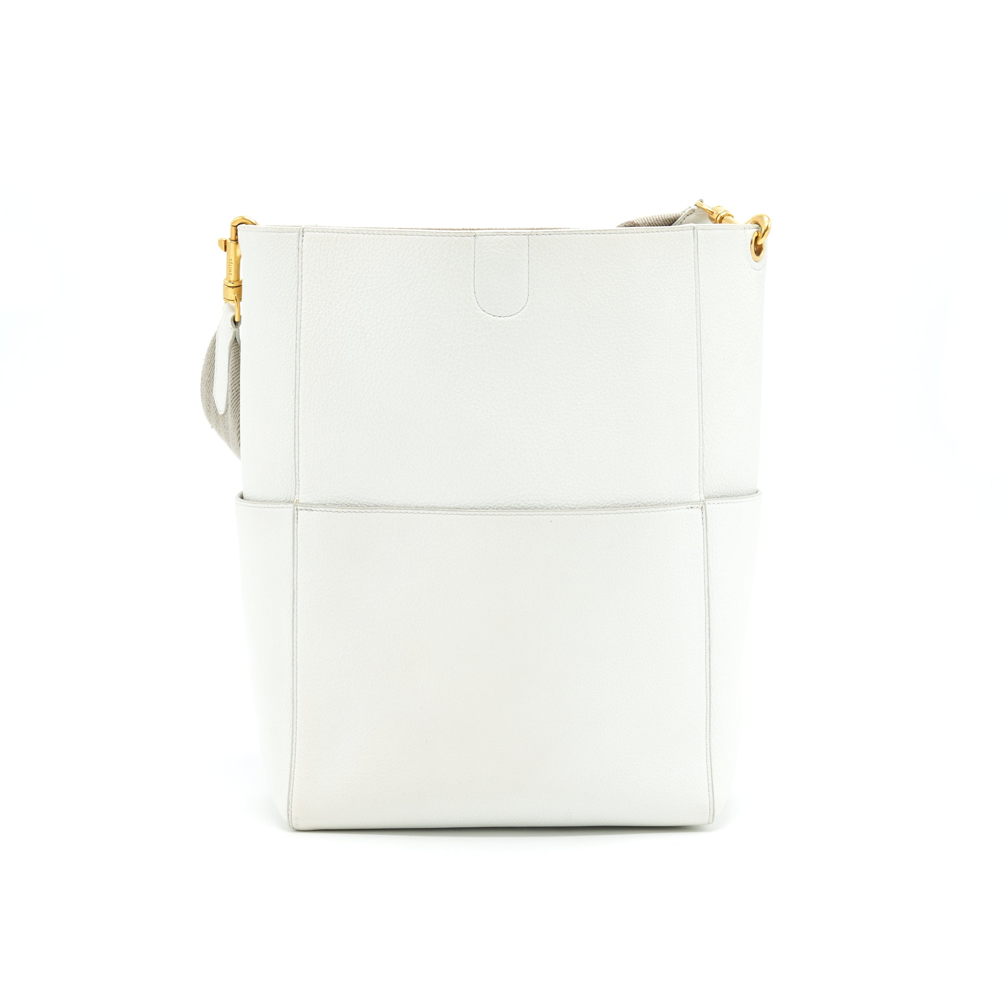 CELINE SANGLE BUCKET BAG IN WHITE