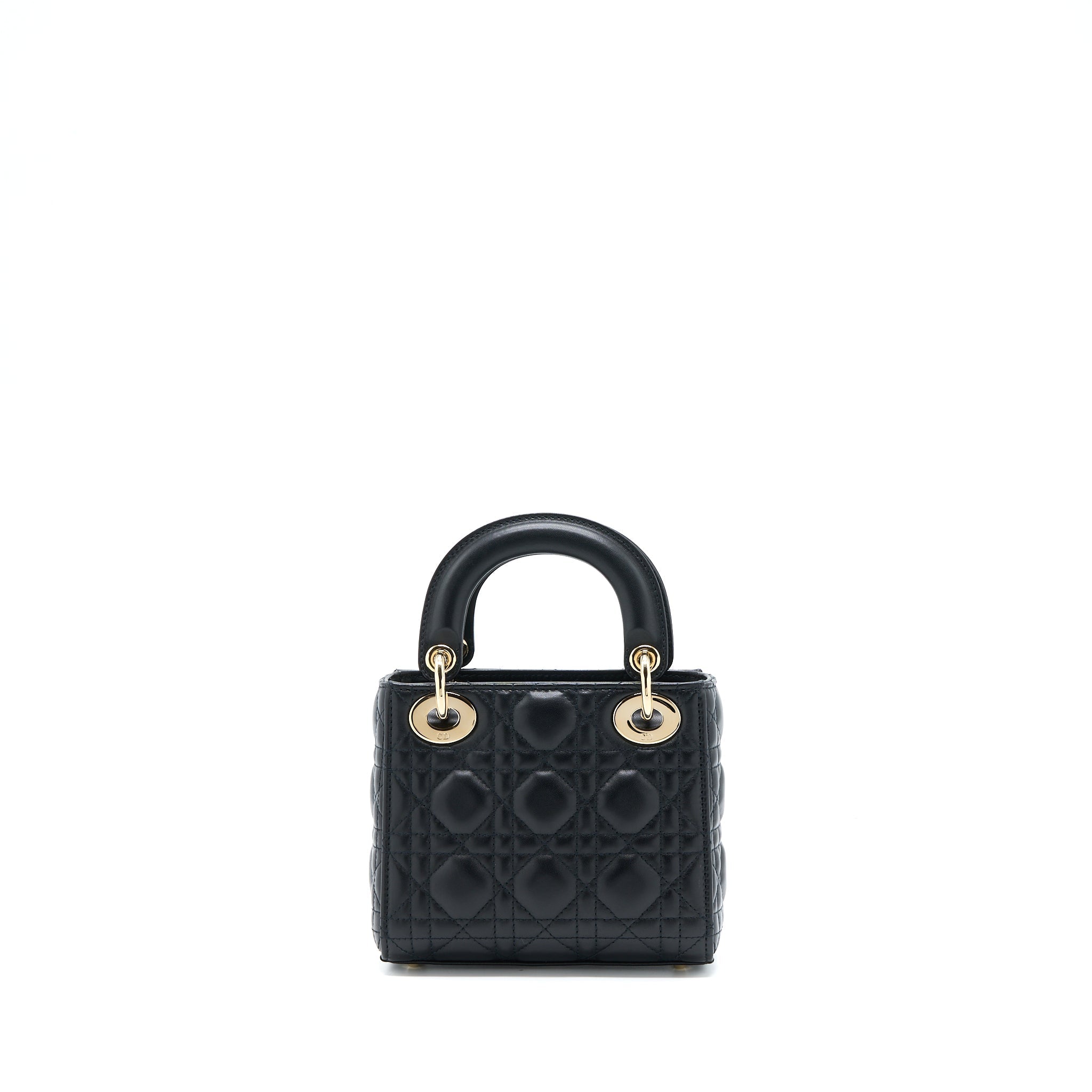 DIOR LADY DIOR MINI LAMBSKIN BLACK LGHW