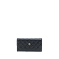 CHANEL CLASSIC LONG WALLET CAVIAR BLACK LGHW