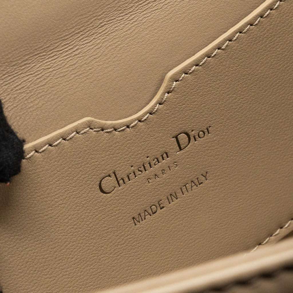 DIOR 30 MONTAIGNE POUCH WITH SHOULDER STRAP LAMBSKIN BEIGE BLACK HARDWARE