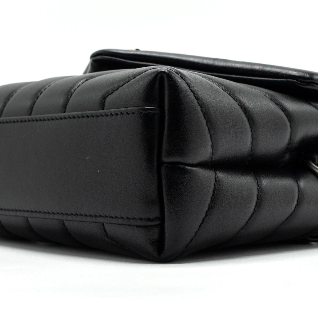 SAINT LAURENT LOULOU TOY STRAP BAG CALFSKIN BLACK SHW