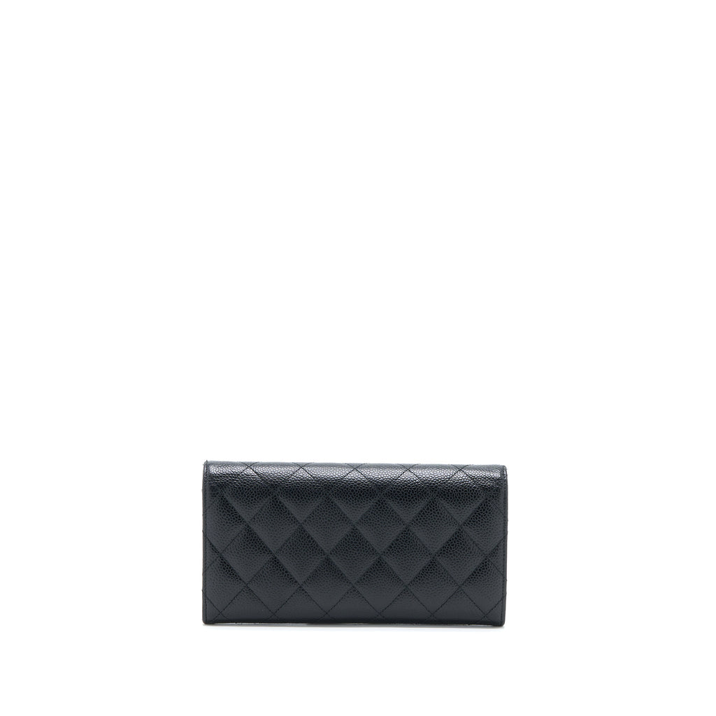 CHANEL CLASSIC LONG WALLET CAVIAR BLACK LGHW