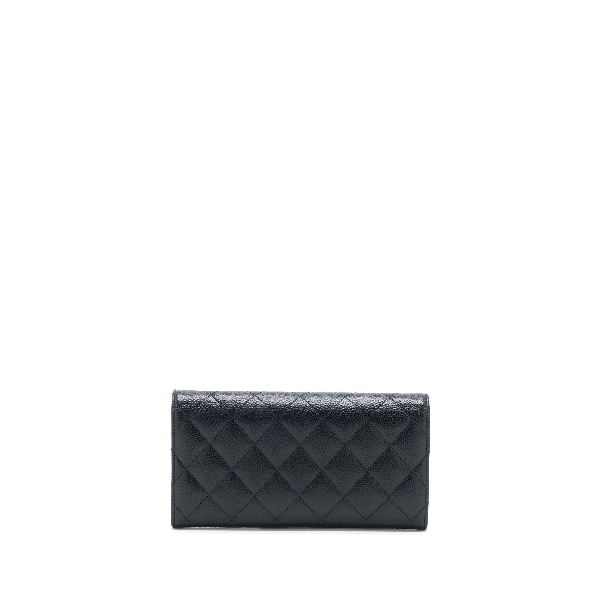 CHANEL CLASSIC LONG WALLET CAVIAR BLACK LGHW