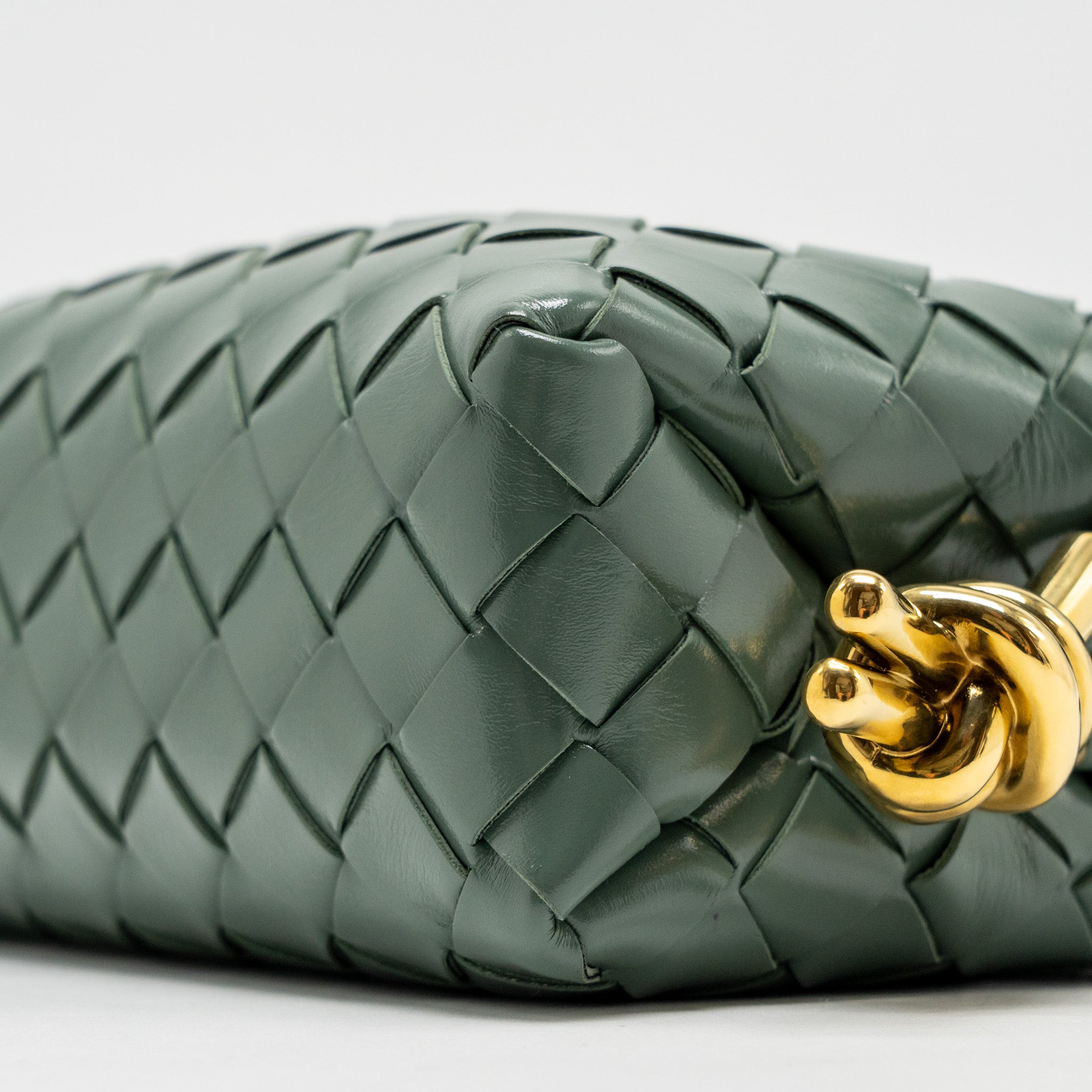 BOTTEGA VENETA MINI LOOP BAG METAL KNOTS CALFSKIN GREEN GHW