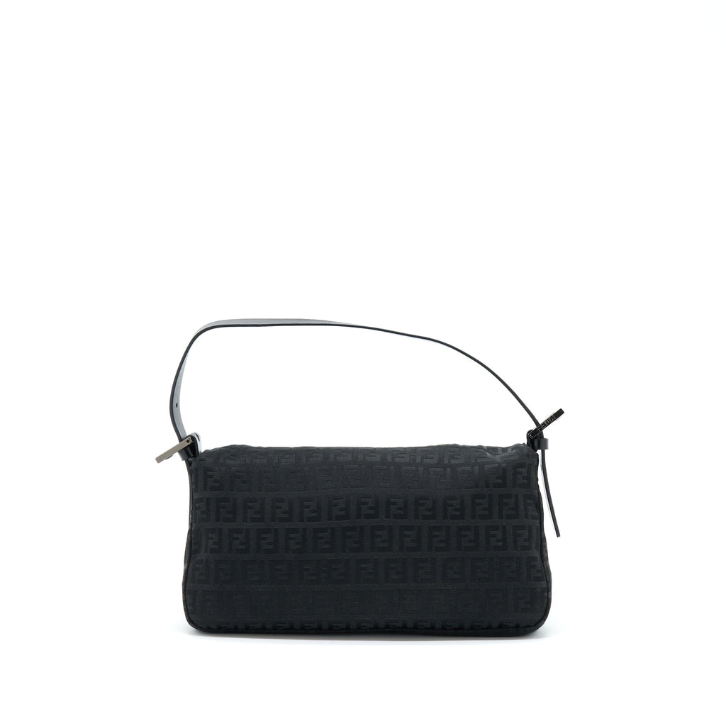 FENDI ZUCCA BAGUETTE CANVAS BLACK WITH SILVER HARDWARE