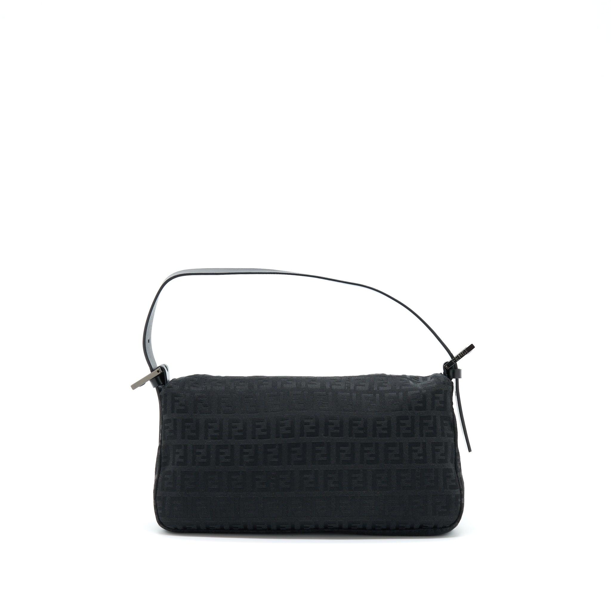 FENDI ZUCCA BAGUETTE CANVAS BLACK WITH SILVER HARDWARE