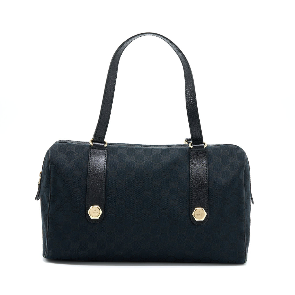 GUCCI BOSTON BAG GG SUPREME FABRIC BLACK SHW